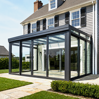 Véranda en aluminium robuste résistante aux ouragans, double vitrage en verre trempé, isolation acoustique, patio extérieur, serre
