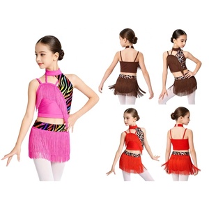 Vestidos de Baile Contemporáneo para Niñas de 6 a 16 Años, Venta al por Mayor, Traje de Baile Latino Estampado con Falda con Flecos, para Tango y Salsa - Product Image 1