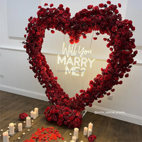 Backdrop Bunga Bentuk Hati 8ft untuk Lamaran Pernikahan, Warna Pink Putih Merah, Dekorasi Pernikahan, Bunga Artifisial Bentuk Hati Merah