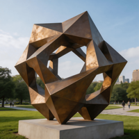 Sculpture moderne en bronze à flamme torsadée, idéale pour les halls d'hôtels, les parcs extérieurs et les cours.