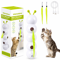 Jouet pour chat électrique classique en plastique à ventouse, baguette interactive automatique rechargeable avec plumes rotatives pour jeu autonome en intérieur