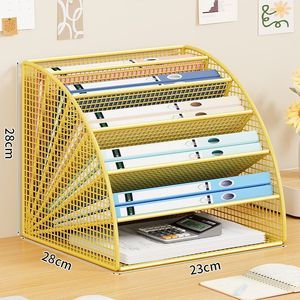 Organizador de archivos de escritorio para oficina, estante de almacenamiento de documentos de malla metálica de varios niveles para papelería y libros - Product Image 4