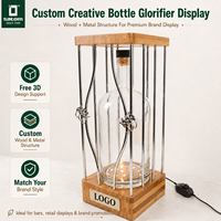 Présentoir à bouteilles LED OEM en bois pour comptoir de bar, idéal pour le whisky