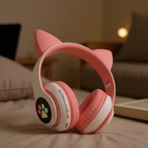Audífonos Over-Ear con Orejas de Gato y Luz RGB con Diseño de Huella de Pata, Bluetooth 5.0 Inalámbrico, Sonido Estéreo, Control Táctil, Carga Tipo-C, Myrv - Product Image 2