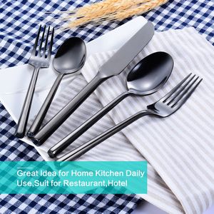 Couteau à couverts à manche hexagonal, fourchette et cuillère, ensemble de couverts noirs en acier inoxydable pour restaurant de mariage et hôtel, vente en gros - Product Image 4