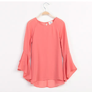 Blusa de Chifón con Diseño de Volantes en la Espalda y Mangas con Volantes para Niñas, Ropa Infantil de Diseño - Product Image 4