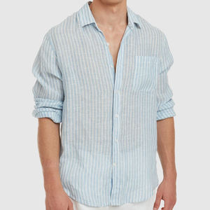 Camicia a Righe <span class=keywords><strong>in</strong></span> <span class=keywords><strong>Lino</strong></span> per <span class=keywords><strong>Uomo</strong></span>, Manica Lunga con Bottoni, Camicia Casual da <span class=keywords><strong>Uomo</strong></span>, Camicia Elegante Sostenibile, <span class=keywords><strong>Abbigliamento</strong></span> Personalizzato - Product Image 5