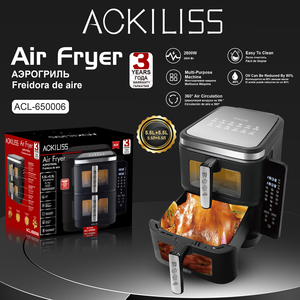 ACKILISS ACL-650006 <span class=keywords><strong>Friteuse</strong></span> à air chaud 2800W 5.5L+5.5L Double panier Multi-usages Circulation d'air à 360° Nettoyage facile Utilisation facile - Product Image 2