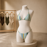 Ensemble de bikini ajustable à coutures zig-zag en tissu recyclé avec fermetures dorées pour femme – Fabricant de maillots de bain