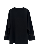 Haut en tricot décontracté à manches longues et col rond pour femme, avec motif botanique et strass, personnalisable ODM
