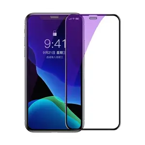 iPhone 11 XR 6.1英寸2pcs套装全屏曲面防蓝光钢化玻璃屏幕护罩，带安装托盘