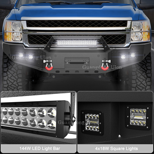 Parachoques delantero a <span class=keywords><strong>precio</strong></span> de fábrica compatible con <span class=keywords><strong>camioneta</strong></span> Chevy <span class=keywords><strong>Silverado</strong></span> 2011 2014 2500 HD 3500 con placa de cabrestante, LED y anillos en D - Product Image 5