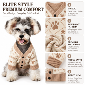 FNJIA Maglione Personalizzato <span class=keywords><strong>per</strong></span> Animali Domestici, Abbigliamento <span class=keywords><strong>per</strong></span> Cani e Conigli, Cardigan Bianco Lavorato a Maglia con Bottoni e Scollo a V - Product Image 4