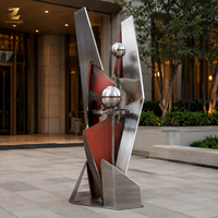 Escultura de Engranajes de Estilo Industrial, Instalación de Arte Geométrico de Acero Inoxidable para Exteriores, para Campus Corporativos, Oficinas, Parques, Plazas Públicas