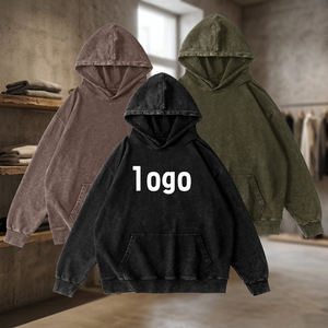 Streetwear de marque OEM, délavé à l'acide, coupe oversize, style vintage, pour homme, en molleton épais doublé 100% coton 350 GSM, personnalisable - Product Image 3