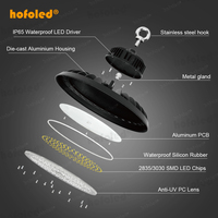Projecteurs LED Industriels UFO Ronds Suspendus 300W 45000lm pour Plafonds Hauts, Stades, Aéroports, Ports