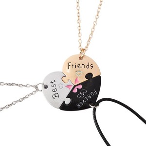 Nuova moda collana con cuore a tre petali di Puzzle per i migliori amici intarsiati diamanti colorati alla moda a forma di farfalla Link all'ingrosso - Product Image 5