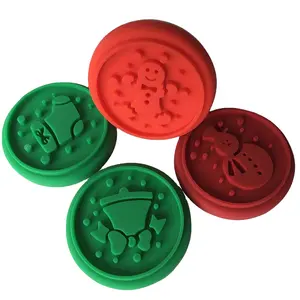 Tay Cầm Bằng Gỗ Tùy Chỉnh Giáng Sinh Silicone Cookie Stamp Embosser