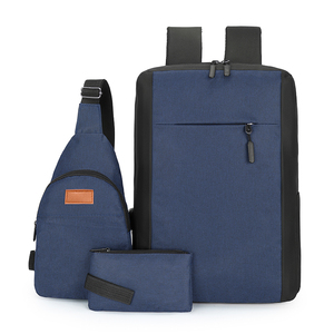 Conjunto de mochila para ordenador portátil de 3 piezas, duradera, informal, de gran capacidad, con cierre de cremallera impermeable, forro de poliéster - Product Image 1