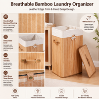 Panier à linge en bambou avec doublure amovible et poignée, panier de rangement pour la maison et la salle de bain