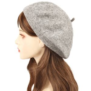 Vente en gros de bérets bon marché personnalisés chapeaux en laine de couleur unie chapeau béret d'automne de peintre français uni et chaud pour femmes - Product Image 2