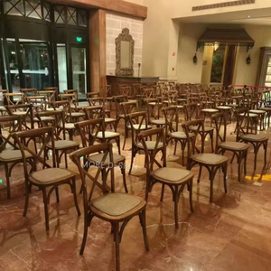 Silla de Banquete de Madera con Respaldo Cruzado, Estilo Clásico de Granja, Económica y Duradera <span class=keywords><strong>para</strong></span> Catering y Hoteles - Product Image 4