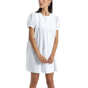 KY wholesale soft cotton above knee mumi white blank pregnant Round neck Short sleeves Maternity dress