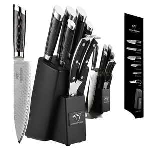 Ensemble de 7 couteaux à lame ambidextre en acier Damas faits à la main pour restaurant et cuisine, achat en gros disponible, couteaux avec étui en cuir - Product Image 1