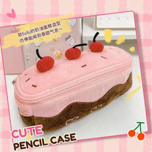 1 grazioso <span class=keywords><strong>astuccio</strong></span> a forma di torta alle ciliegie, borsa per il trucco in peluche di alta qualità per ragazze, borsa per cancelleria per studenti - Product Image 3