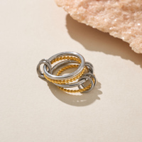 Nouvelle bague Dazan 2027 HOT INS en acier inoxydable plaqué or PVD 18 carats, style bohème, à quatre couches de perles, bijoux unisexes mixtes pour couple