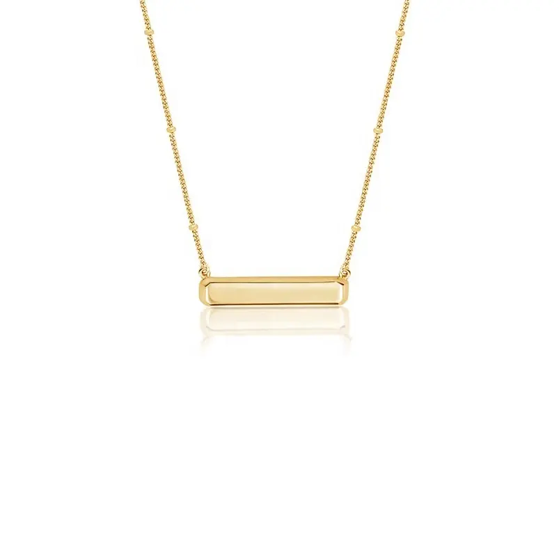 Gemnel recycled sterling silver jewelry 18K gold personalized engraved blank bar necklace