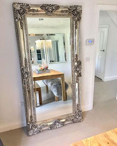Miroir antique européen Homco, carré, pleine longueur, doré, cadre décoratif orné, design biseauté - Product Image 2