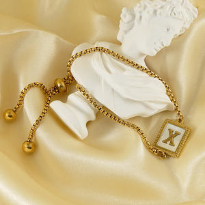 XIXI stile Trendy regolabile catene A-Z lettera iniziale bracciale nuova moda <span class=keywords><strong>oro</strong></span> placcato 18k in acciaio inox gioielli bracciali - Product Image 4