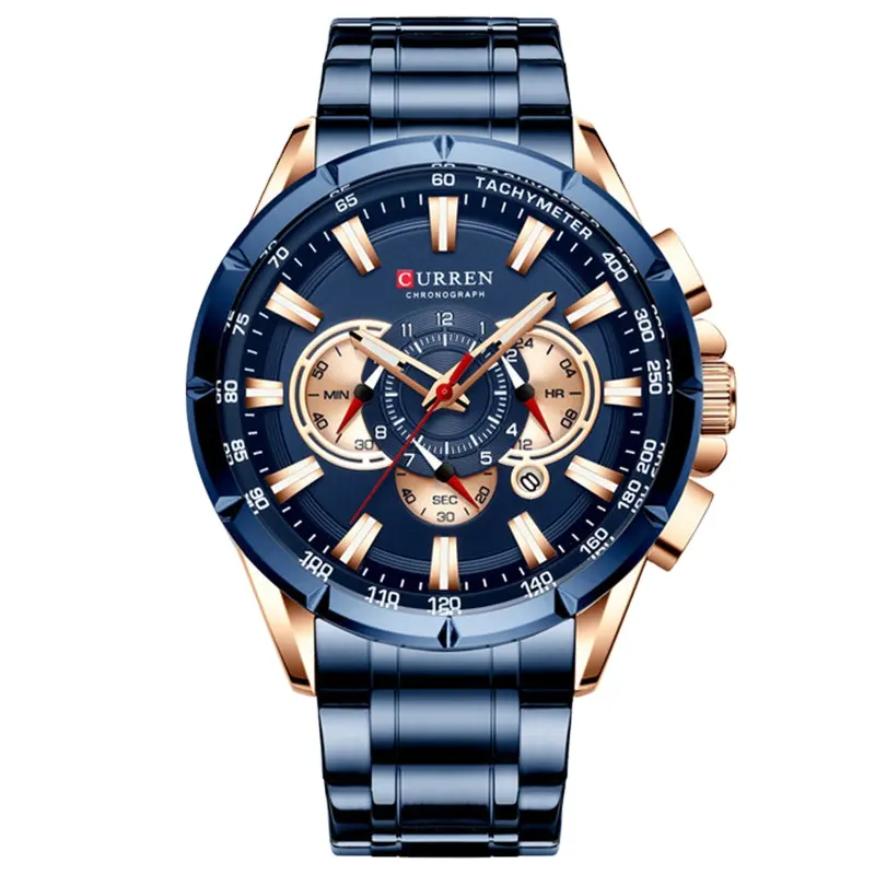 CURREN 8363 Wrist Watch Men Waterproof Chronograph Stainless Steel Male Clock Top Brand Luxury Man Quartz Watches