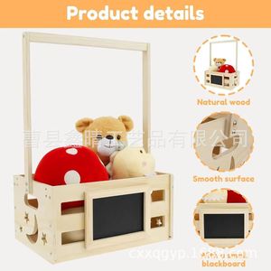 Porte-bébé en bois, boîte de rangement pour jouets et articles de toilette, étagère de rangement en bois massif pour vêtements de nouveau-né - Product Image 5