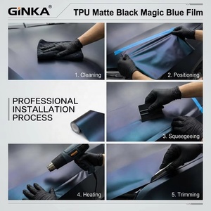<span class=keywords><strong>Film</strong></span> de protection Ginka Ultimate 10.0mil en TPU de qualité armure, noir mat, bleu magique, PPF, épaisseur extrême, bleu mystérieux irisé - Product Image 4
