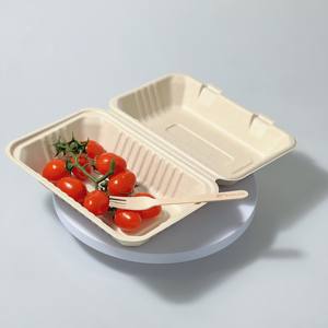 Cubiertos desechables biodegradables <span class=keywords><strong>ECOLIFE</strong></span>, fiambrera de 9*6 pulgadas con <span class=keywords><strong>2</strong></span> compartimentos, contenedor de comida de caña de azúcar de vajilla - Product Image 5