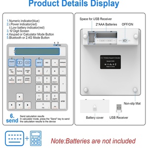Teclado Numérico Mini Ergonômico Sem Fio USB 3.0 em Modo Duplo & Calculadora Display <span class=keywords><strong>2</strong></span>-em-1 Teclado Numérico Portátil para Computador/PC - Product Image 5