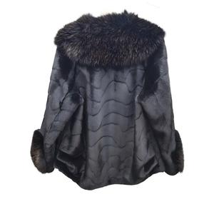 Manteau court en fausse fourrure de vison pour femme, chaud et moelleux, coupe-vent, imprimé, tissé, avec col en fourrure de renard - Product Image 2