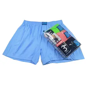 China most popular short underwear loose boxer pants for men pure cotton solid color 3 pieces a pack breach boxers for homewear