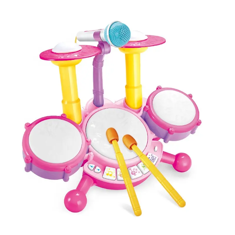 Instruments de musique multifonctionnels pour bébé, Microphone, lumière, batterie, électrique, musique, enfants, jazz, batterie, jouets