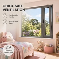 Ventana Abatible de Aluminio con Marco Delgado, Micro Ventilación, Rotura de Puente Térmico, Aislamiento Acústico, Doble Acristalamiento, Resistente al Viento