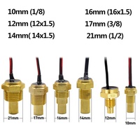 Pengukur suhu air Digital mobil, Voltmeter pengukur arus Digital 2 in 1 Universal 12V/24V dengan kepala Sensor