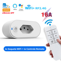 Enchufe Inteligente con Enchufe Brasileño, Temporizador Wi-Fi, Medidor, Aplicación Remota, Control por Voz Inteligente, Pantalla OLED Android