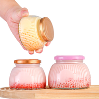 Pot de conservation alimentaire en verre à rayures verticales, avec logo personnalisé imprimé, 75ml, 100ml, 150ml, 200ml, 280ml, grand format, avec couvercle métallique à vis, pour le camping