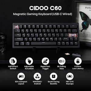 Teclado Gaming Compacto <span class=keywords><strong>CIDOO</strong></span> C60 HE con Efecto Hall, 60%, Interruptores Silenciosos Sin Contacto, Junta Poron, Hot-Swap, Controlador Web para PC - Product Image 2
