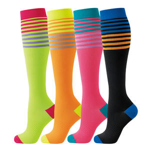 Winter Sports Compression Socks Wholesale Nylon Funny <strong>Thigh</strong> <strong>High</strong> for Men and <strong>Women</strong> Striped Pattern Long Stocking Midi Socks - Product Image 3