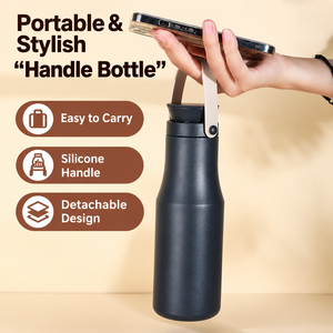 Bouteille d'eau isotherme en acier inoxydable 304 avec poignée, thermos portable 6-12h pour les voyages, le bureau et les activités de plein air - Product Image 5