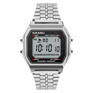 Meilleure montre de prière musulmane de luxe carrée Para Hora De Ouro avec bracelet en acier inoxydable, direction de la Qibla, alarme d'appel à la prière - Product Image 1