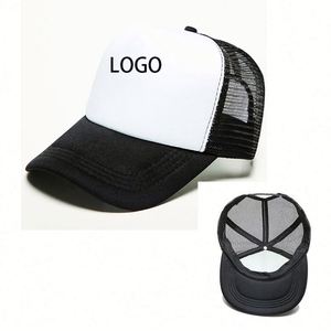 Polyester Foam Front 5 Panel High Quality Print Embroidery Logo Back Mesh Snapback Trucker <b>Hat</b> Promotion Gift - Product Image 1